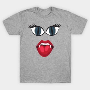 Sassy Vampire Halloween Monster Face Twelve With Fangs Costume Tee T-Shirt